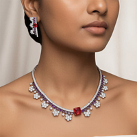 Purple Red Bridal Jewelry Set for Women Luxury Wedding