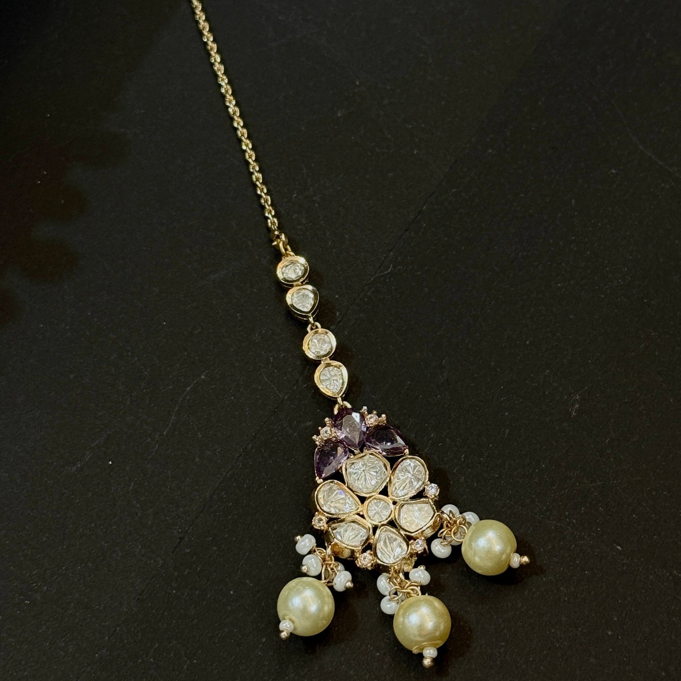 Royal Purple Polki Kundan Pearl