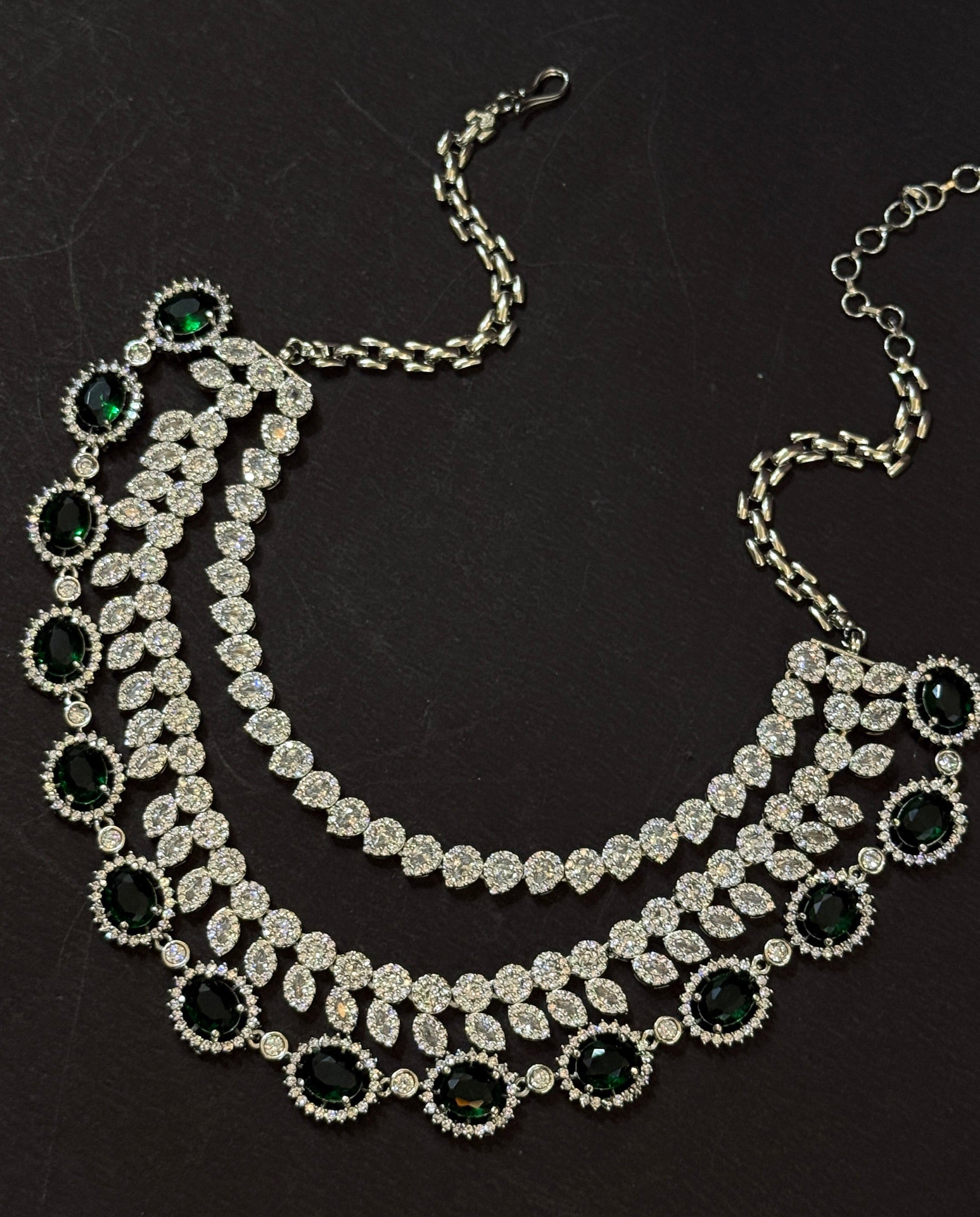 Emerald Grace American Diamond Necklace Set