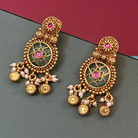 Traditional Green Stone Gold Plated Necklace Set