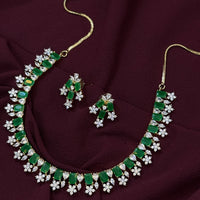 Emerald & Diamond Look Necklace Set - Partywear Jewelry
