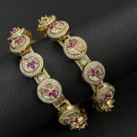 Floral Stone-Studded Designer Bangles