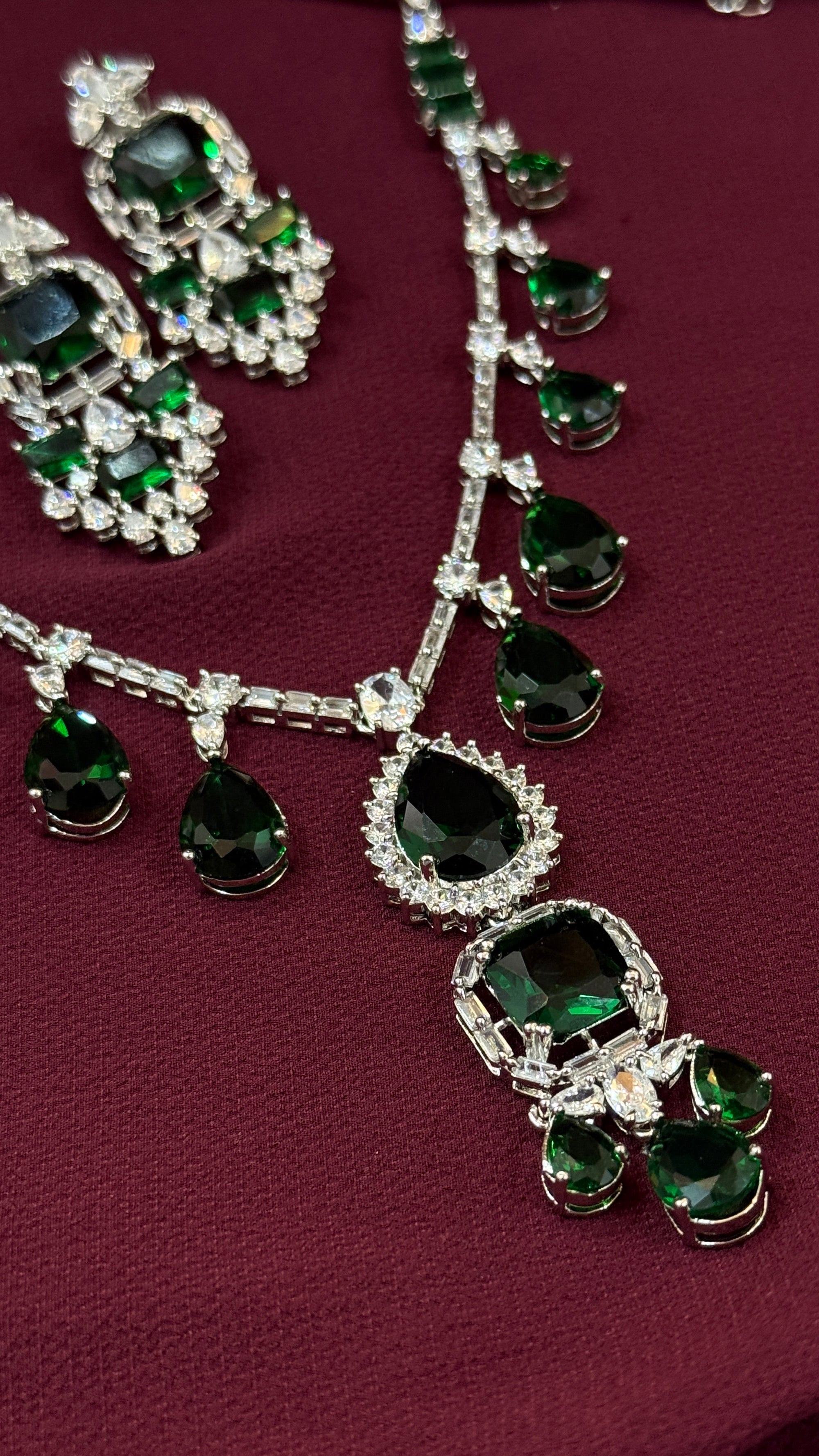 Gleaming Green Royal American Diamond Set