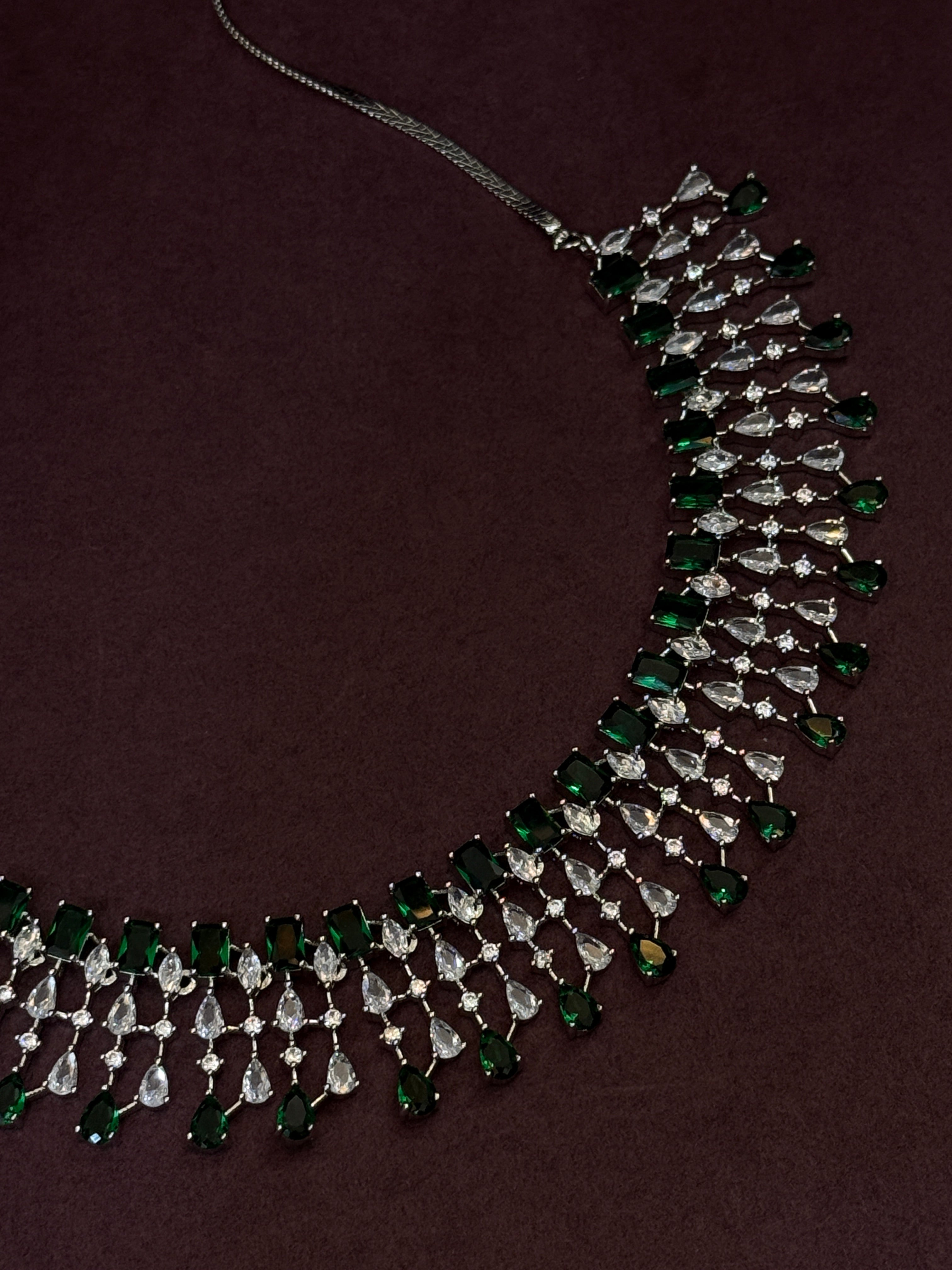 Emerald Elegance American Diamond Necklace Set