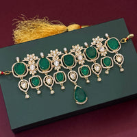 Emerald Green Stone Choker Necklace Set for Women