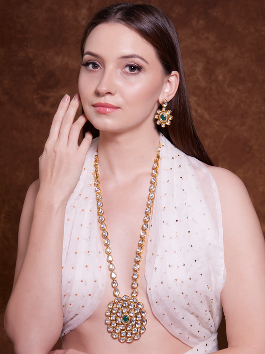 Long Kundan Traditional Set with Earing - Mivanaa