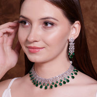 Emerald Eclat Gems- CZ stone Partywear Set-Mivanaa