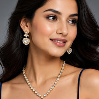 Royal Heart Motif Real Polki Kundan Necklace Set