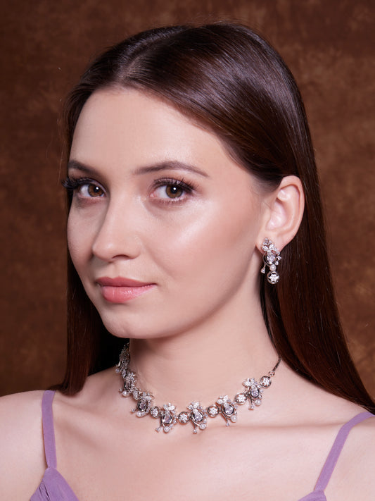 ELEGANT SILVER AD STONE JEWELS - Mivanaa