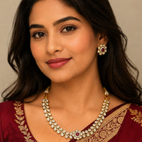 Kundan Necklace Set with Ruby Centerpiece