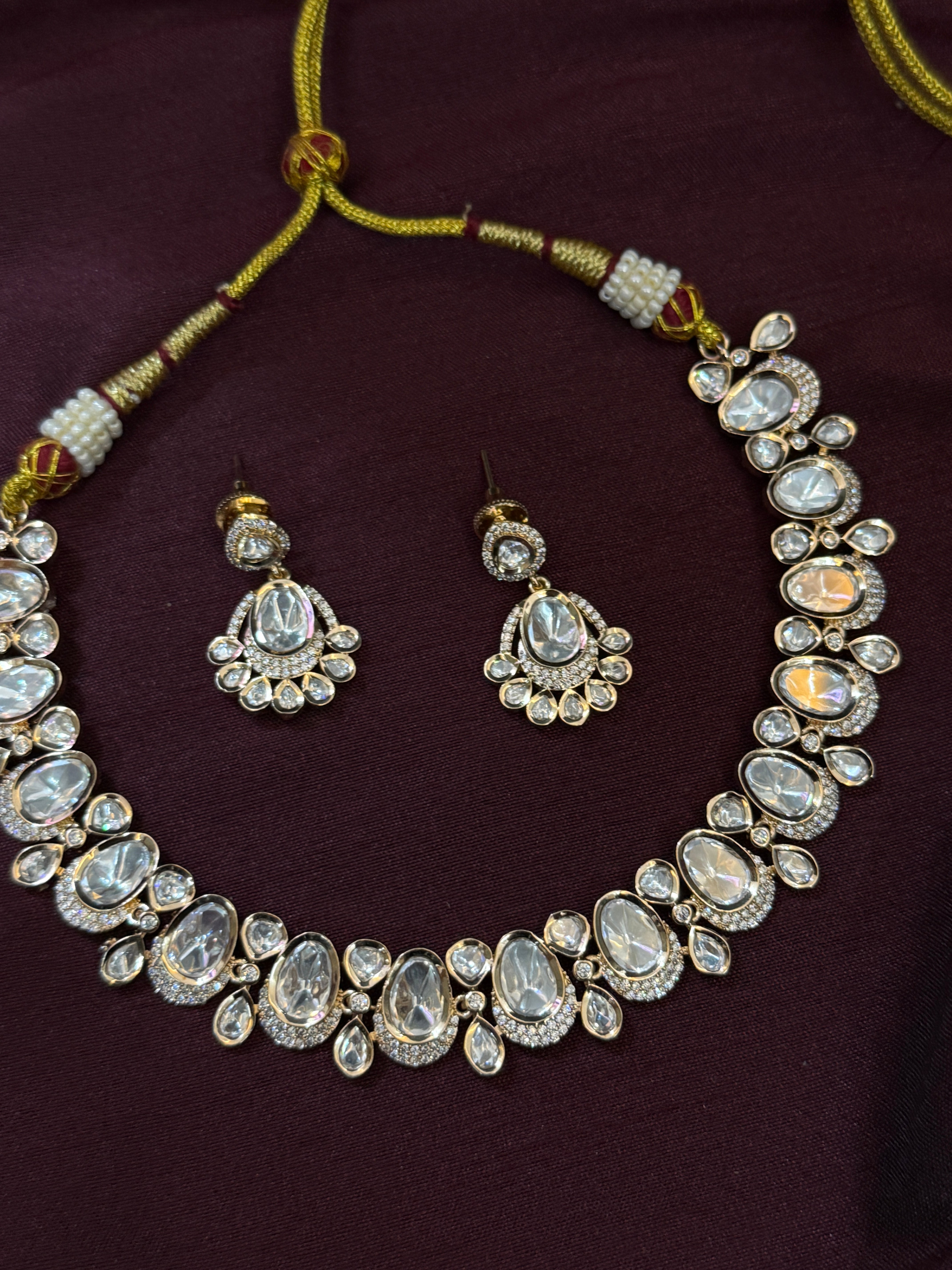 Majestic Grace Moissanite Polki Kundan Choker Set