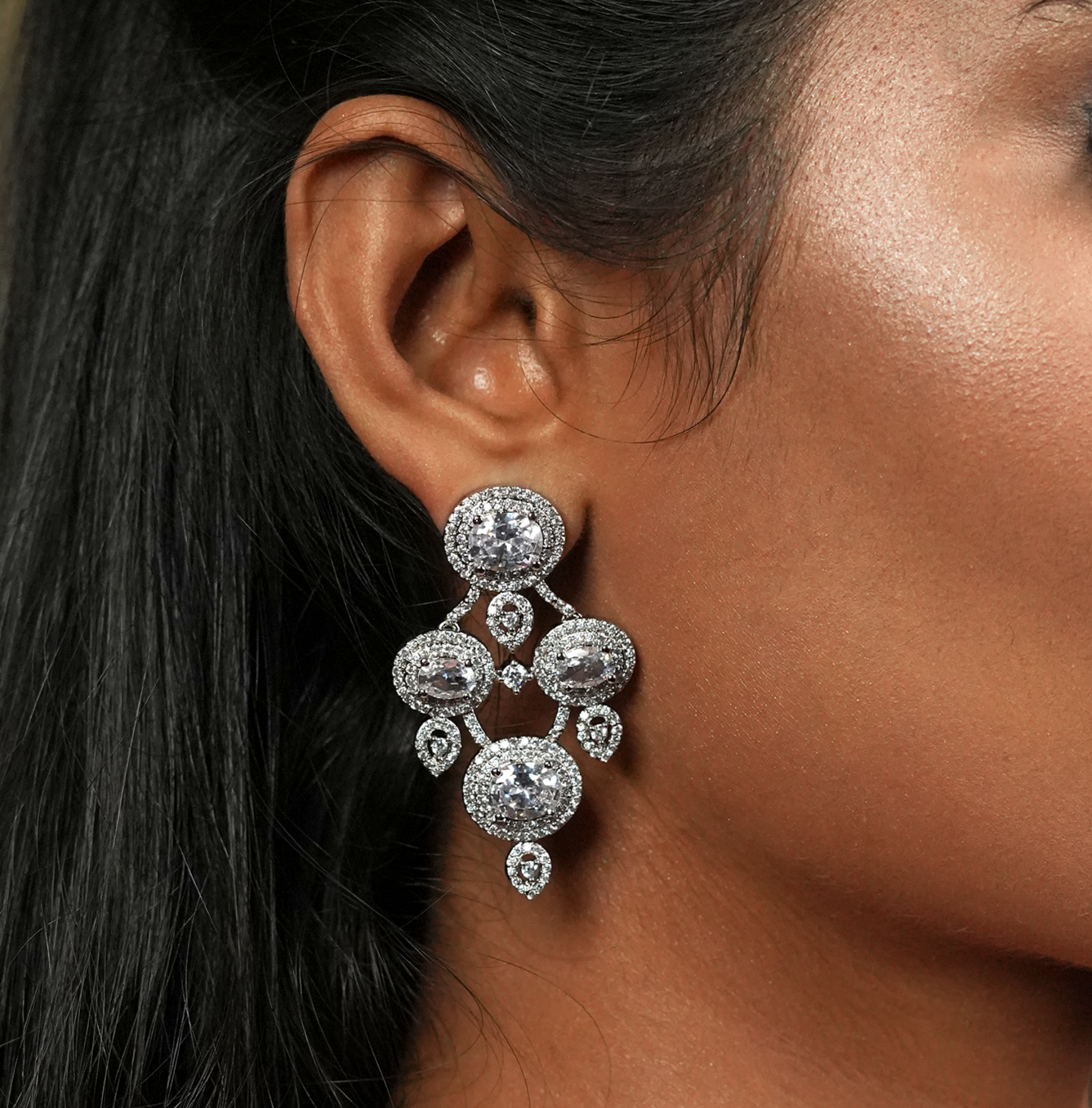 Silver Glow – American Diamond Necklace Set