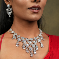 Silver Glow – American Diamond Necklace Set