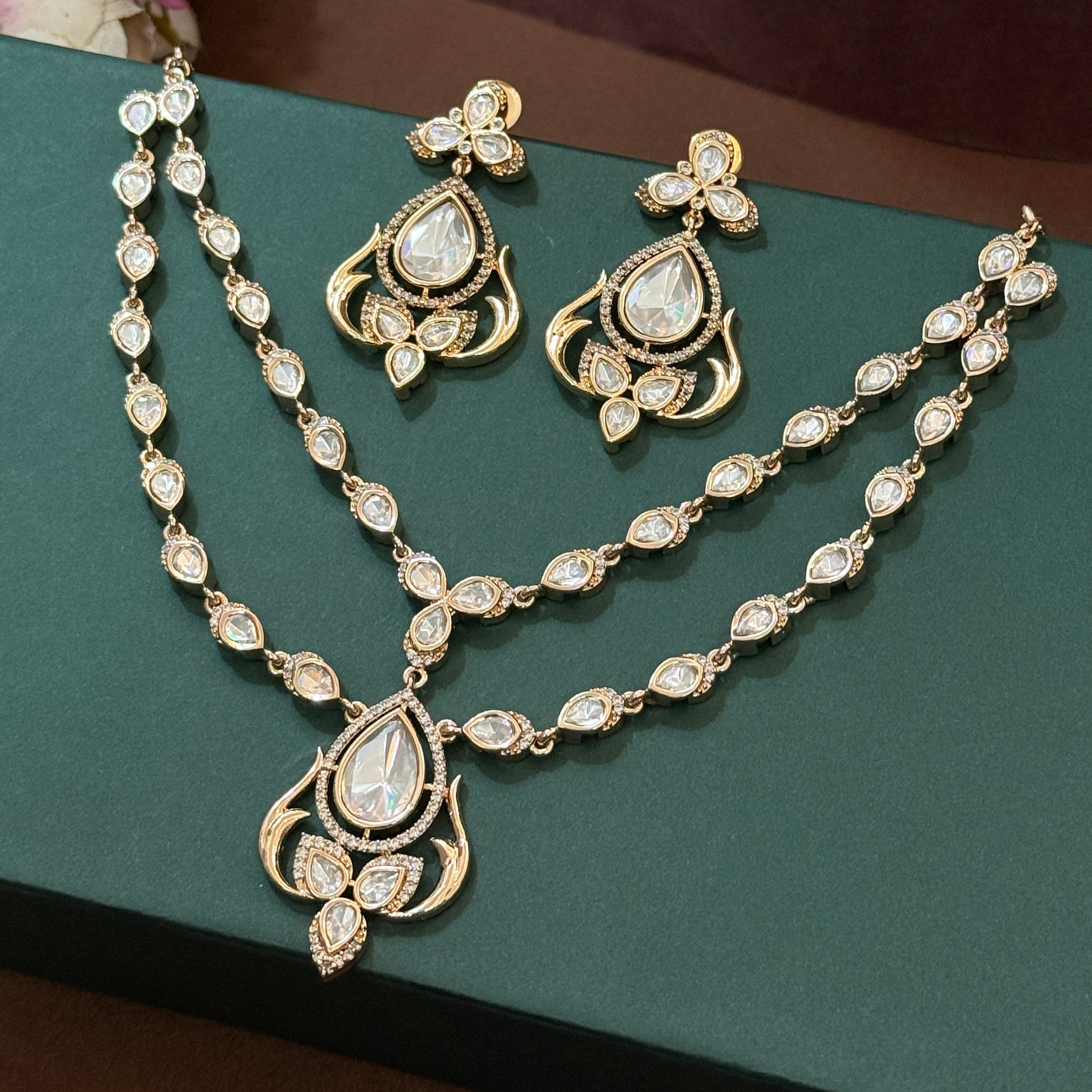 Royal Teardrop Polki Kundan Necklace Set