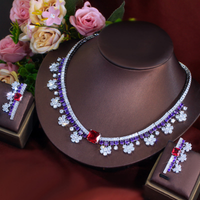 Purple Red Bridal Jewelry Set for Women Luxury Wedding