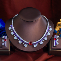 Purple Red Bridal Jewelry Set for Women Luxury Wedding