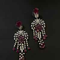 Mivanaa luxury Ruby Red CZ Stone Necklace Set