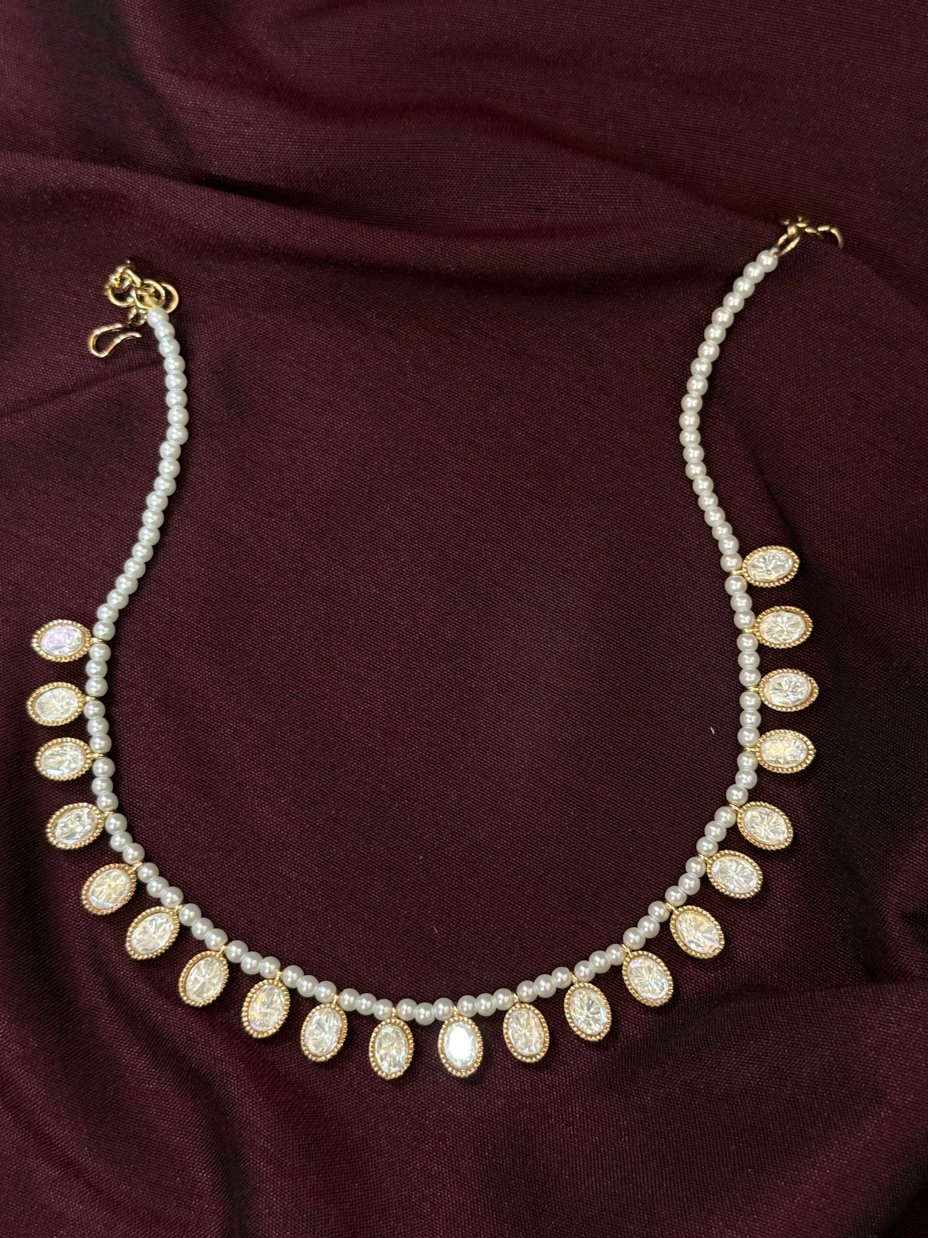 Delicate Pearl Polki Kundan Necklace