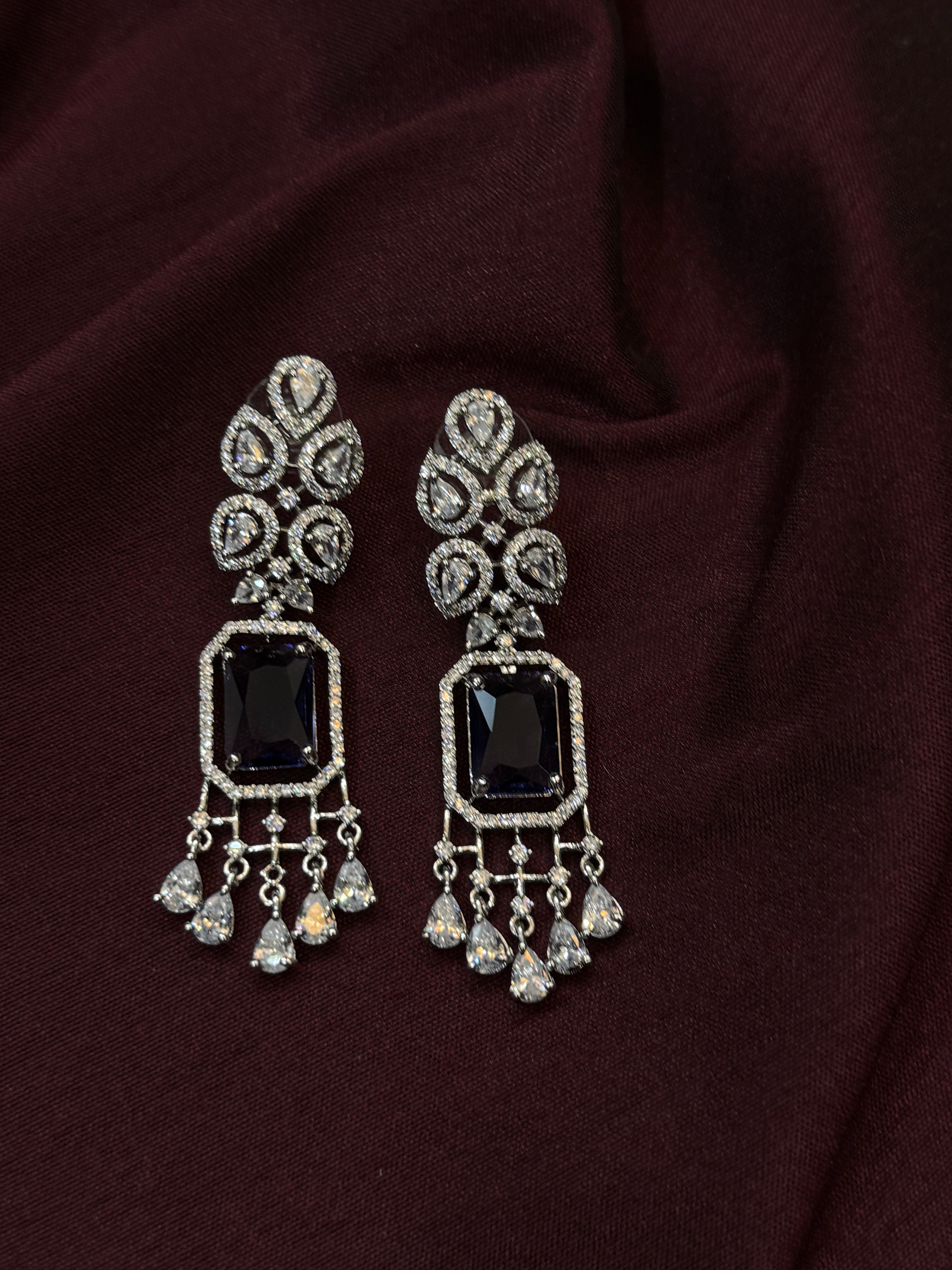 Royal Purple CZ Stone Drop Earrings