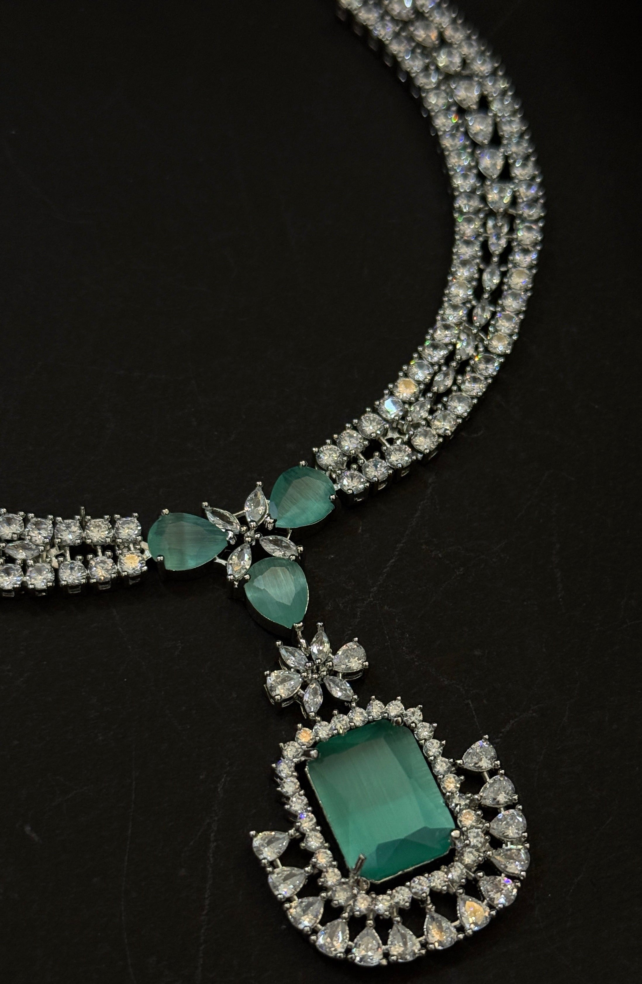 Mint Royale CZ & Doublet Stone Partywear Necklace Set