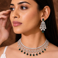 Emerald Green Crystal  Necklace Set