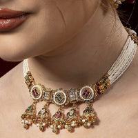 Royal Pearl Kundan Choker Necklace Set