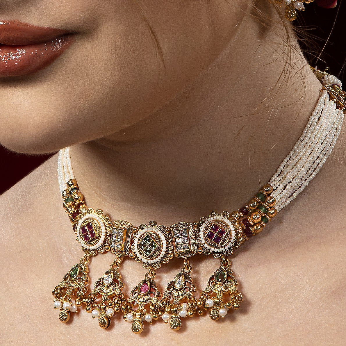 Royal Pearl Kundan Choker Necklace Set