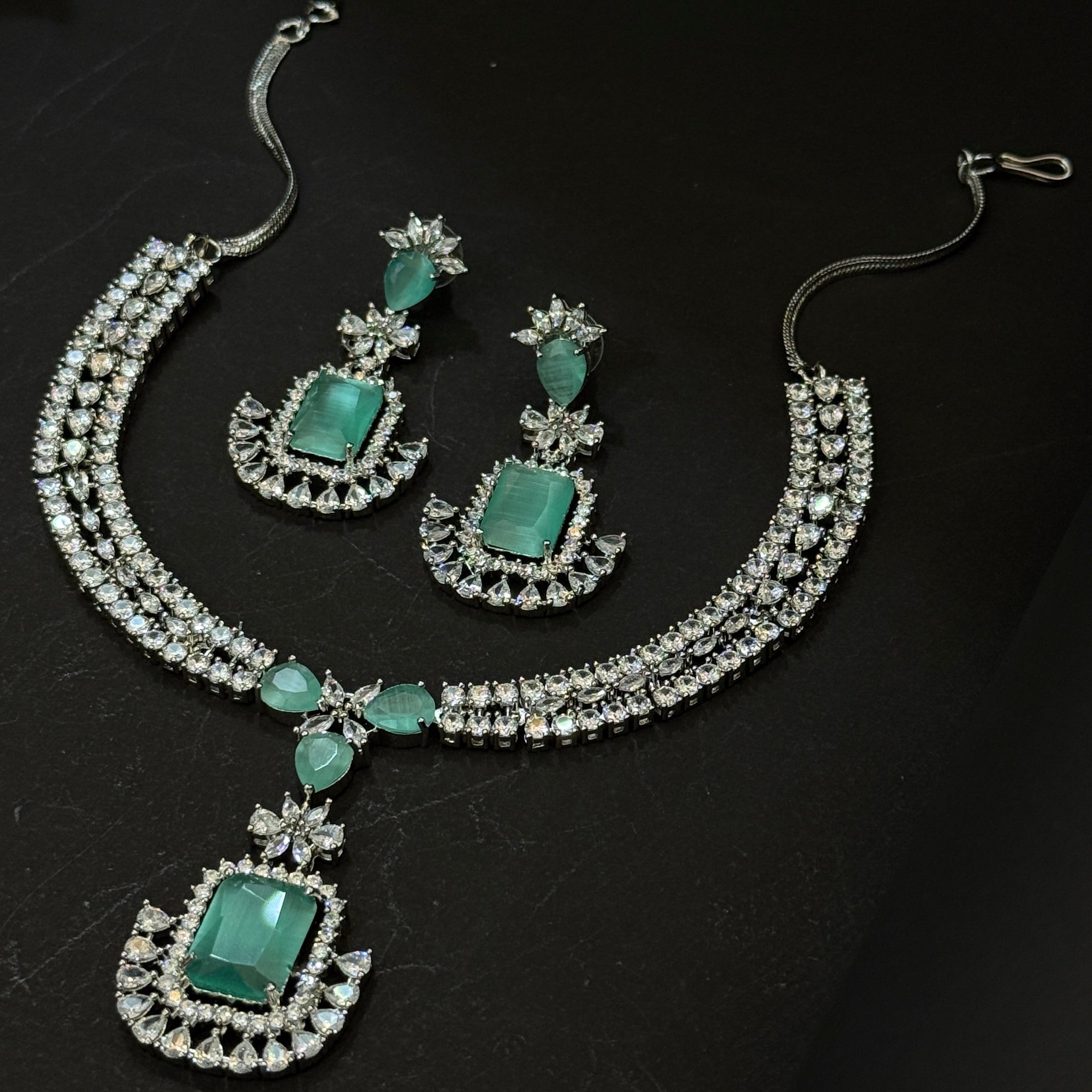 Mint Royale CZ & Doublet Stone Partywear Necklace Set