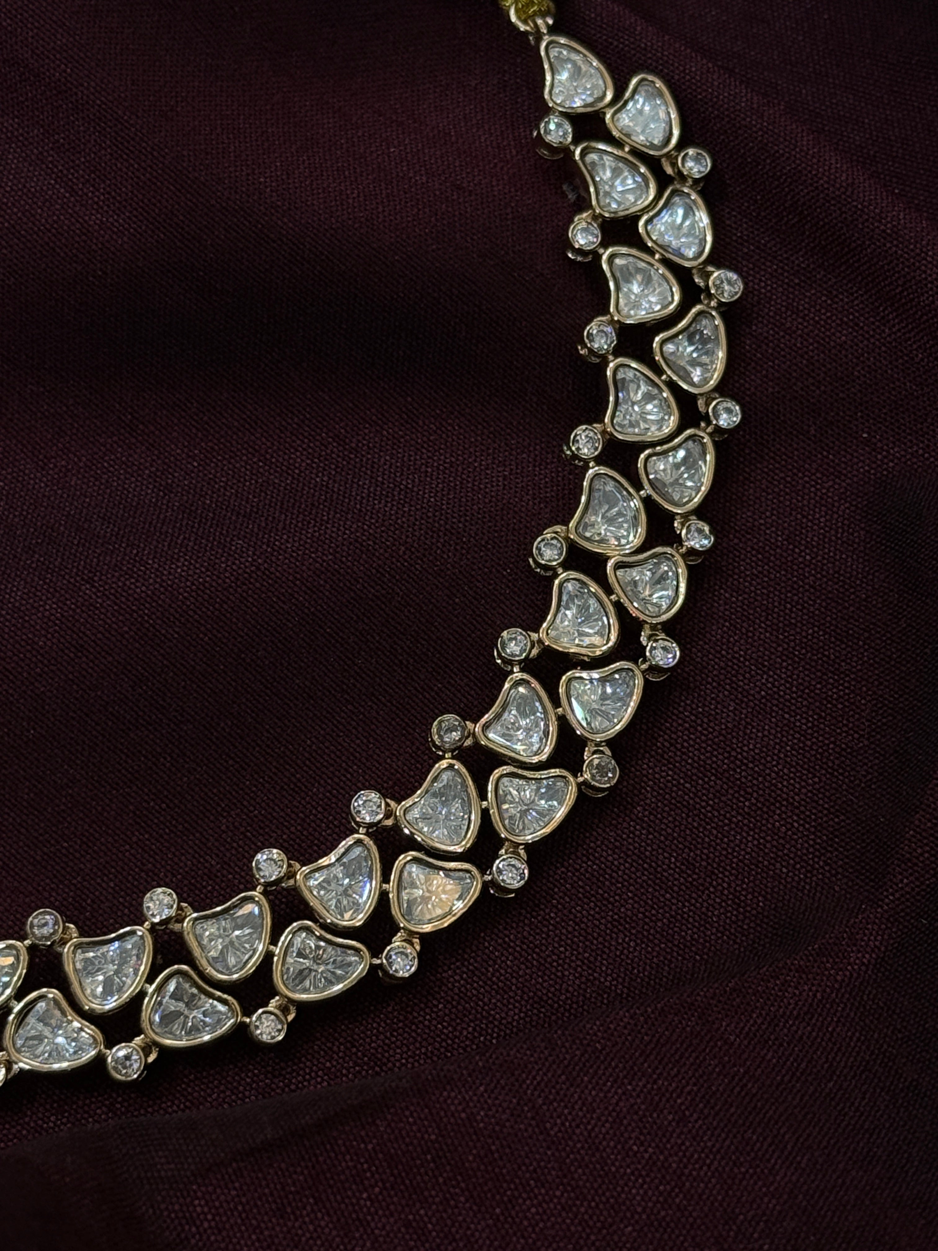 Elegant Gold-Plated Moissanite Kundan Necklace Set