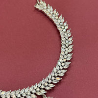 Ruby Glow Leaf Design AD Necklace Set