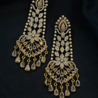 Bridal Style American Diamond Long Earrings with Teardrop Stones