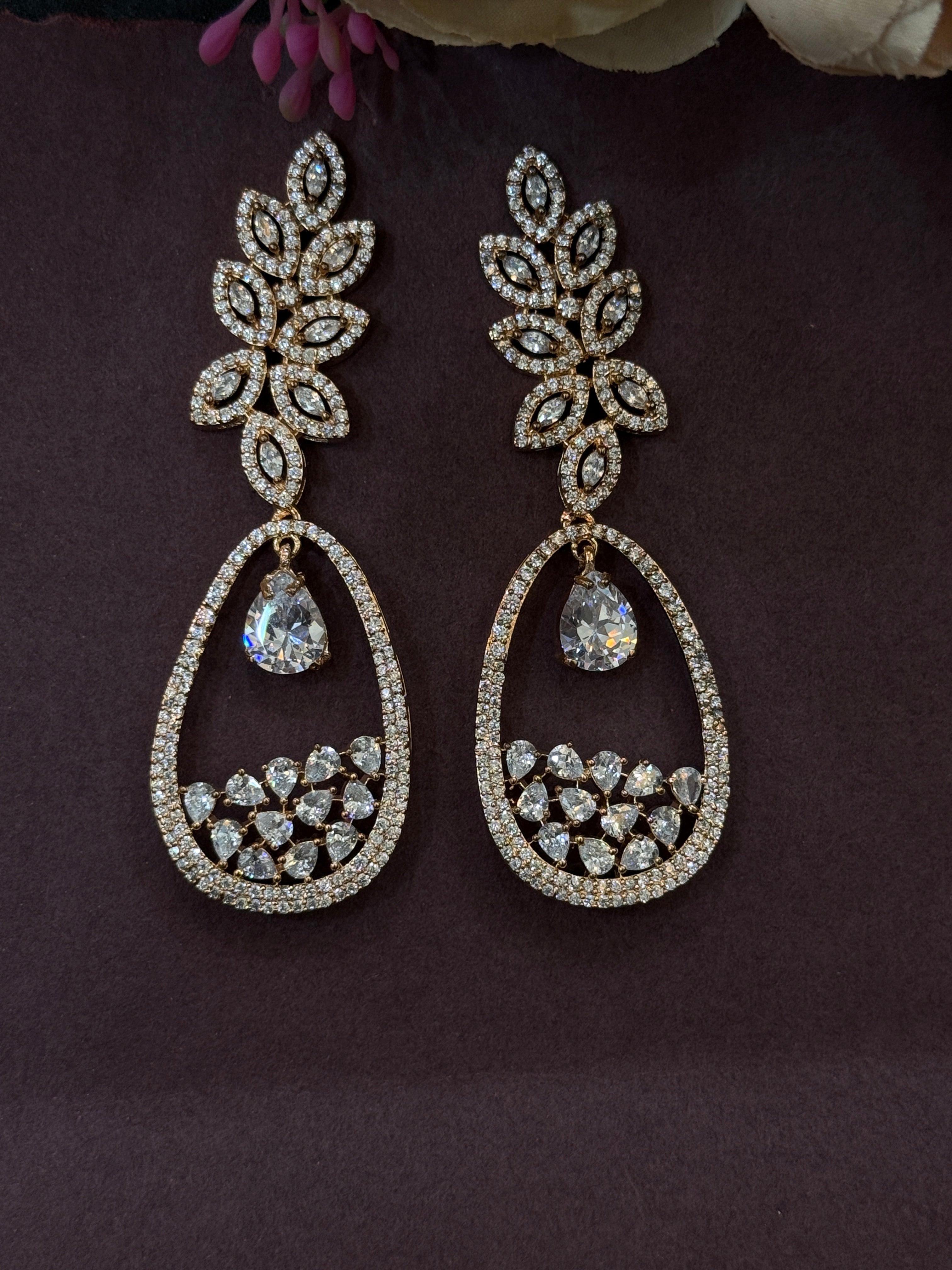 Golden Teardrop Crystal Earrings