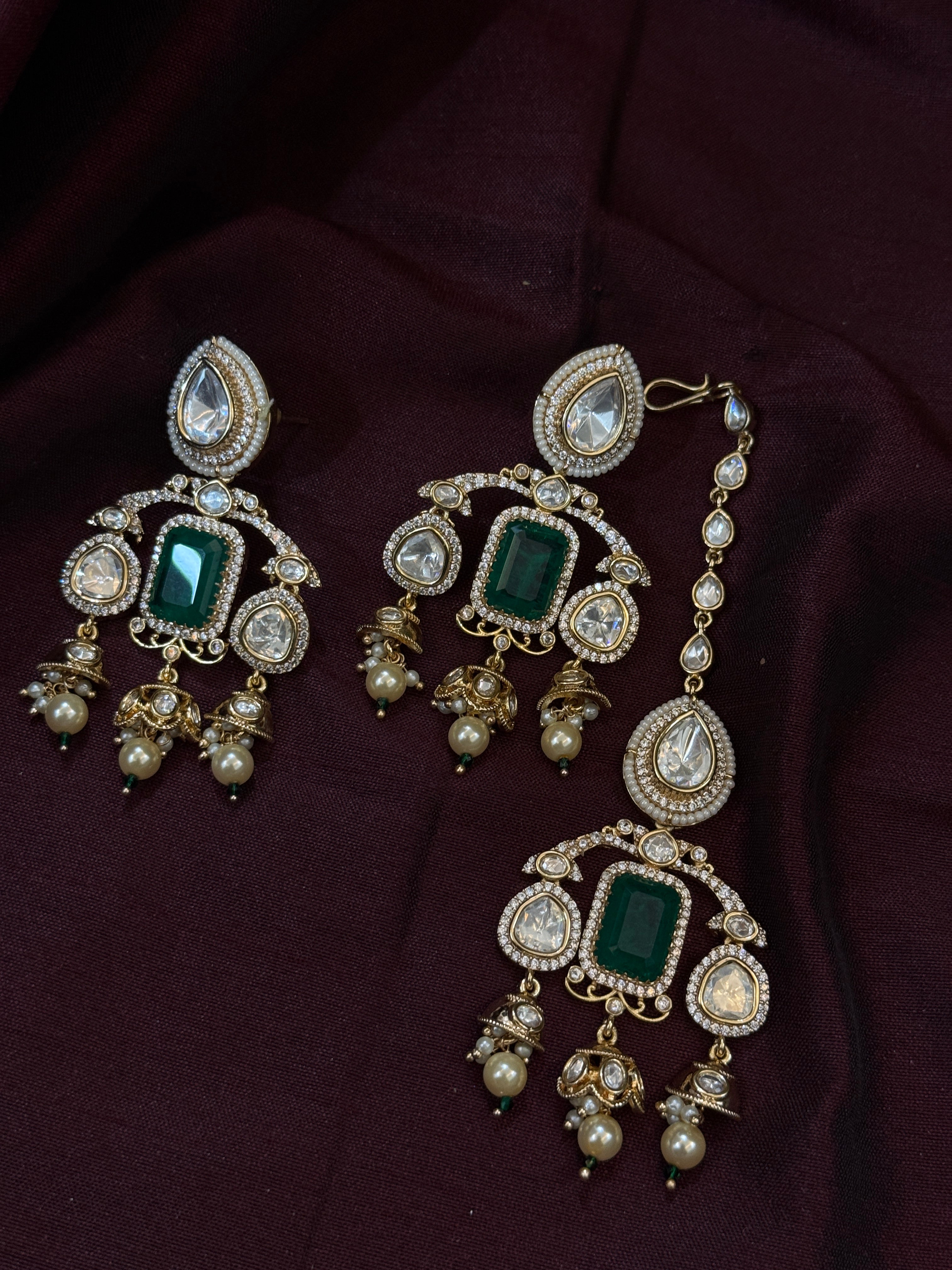 Emerald Regal Heritage Polki Kundan Bridal Set