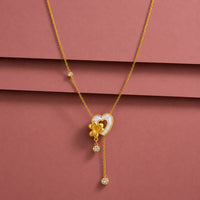Golden Heart Floral Pendant - Lightweight Office Wear Jewellery