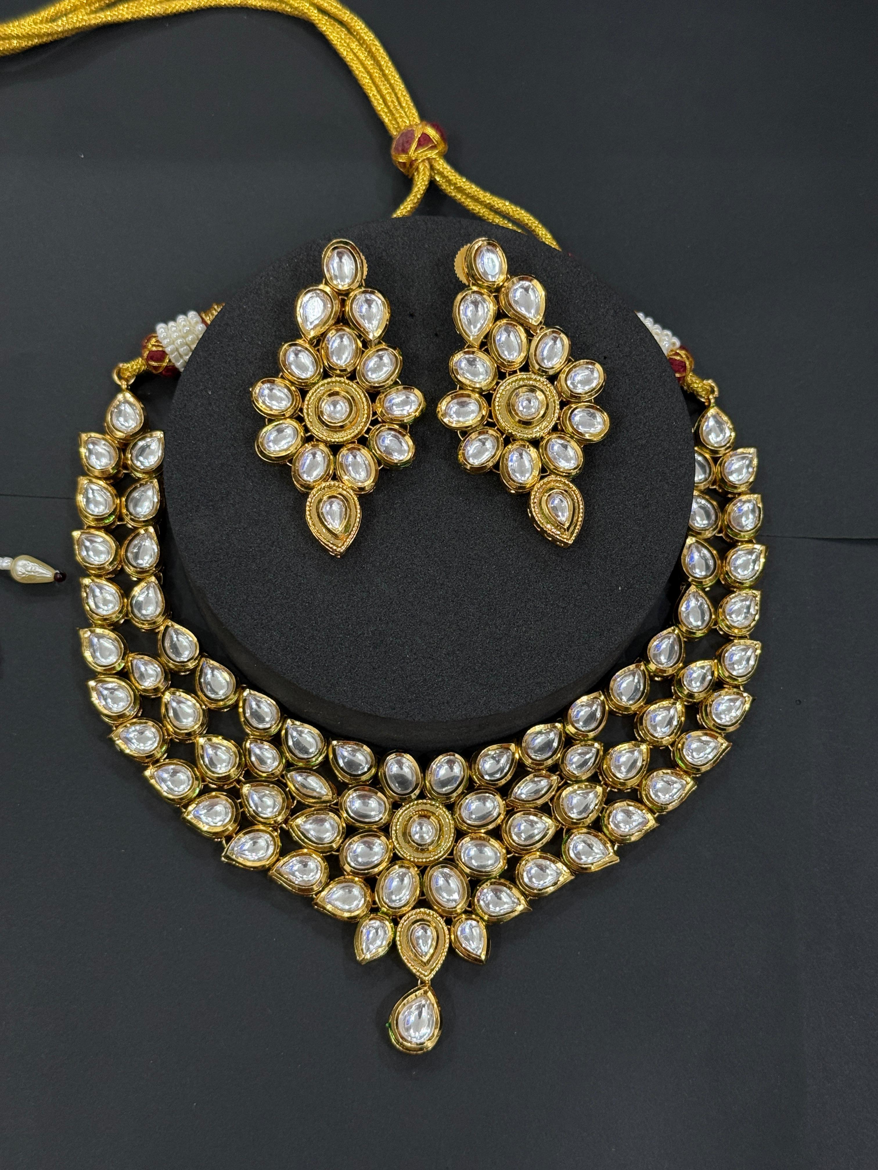 Royal Menaakari Kundan Bridal Necklace-Mivanaa