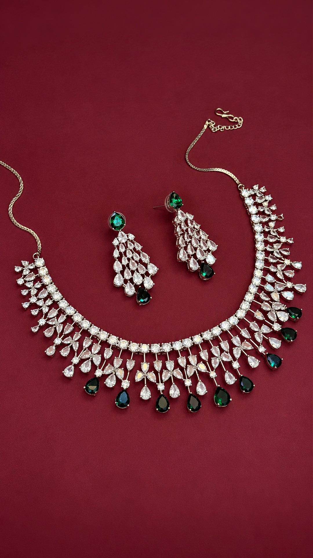 Emerald Green Crystal  Necklace Set