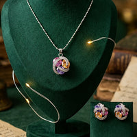 Elegant Multicolor Crystal 2 piece pendant set + Free Ring
