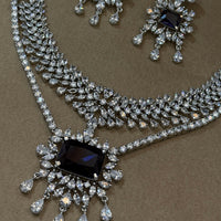 Royal Aura Purple American Diamond Necklace Set