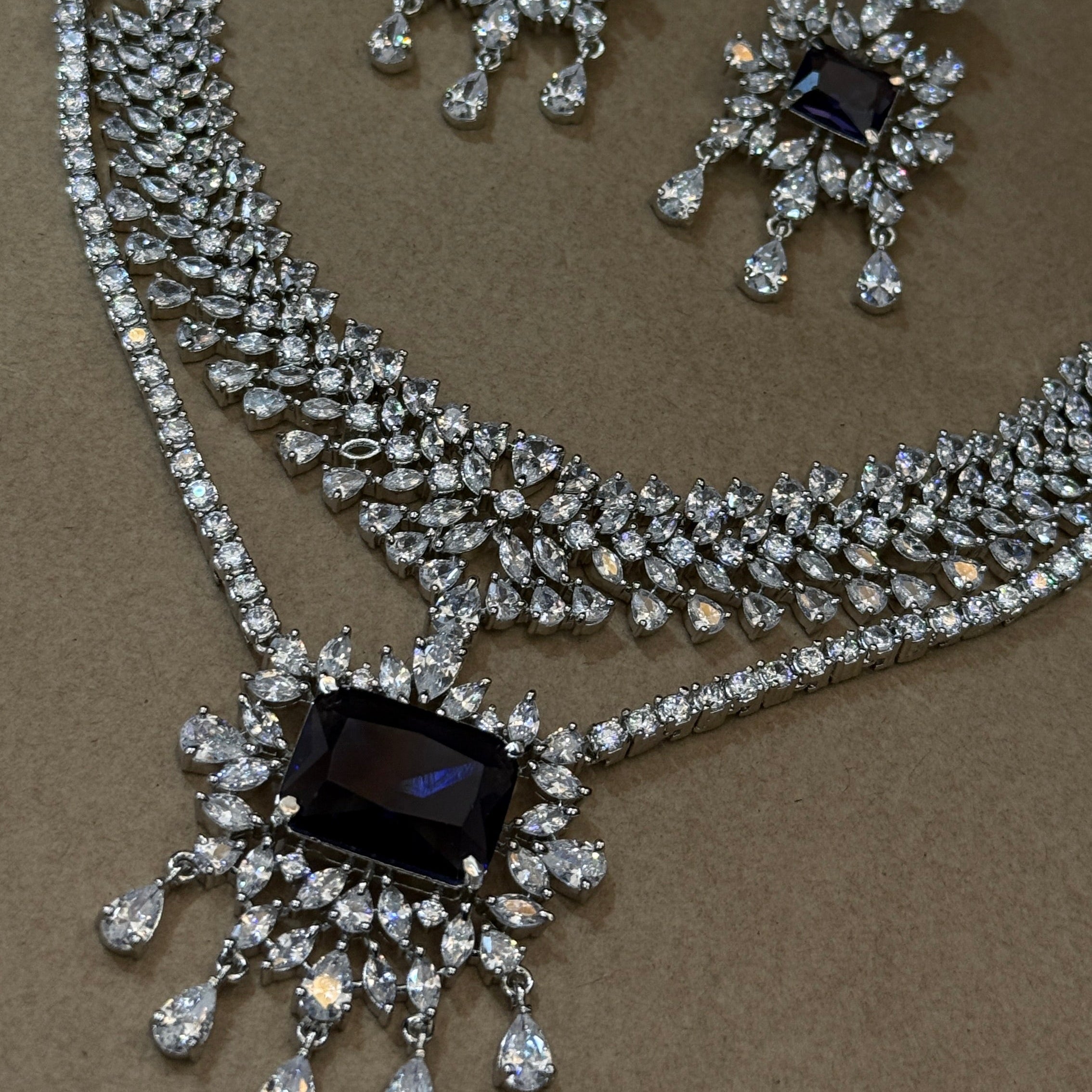 Royal Aura Purple American Diamond Necklace Set