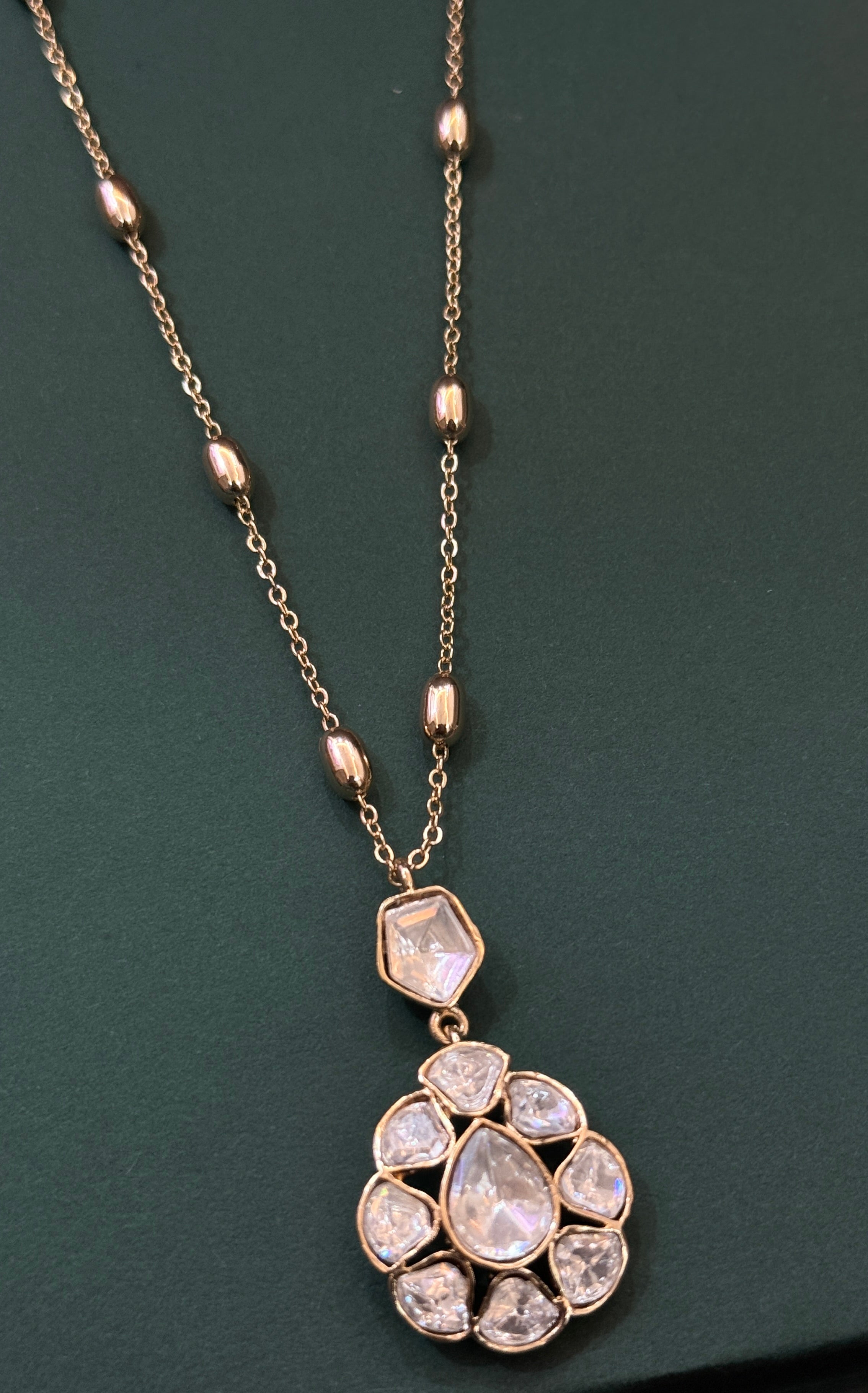 Elegant Polki Kundan Gold Plated Pendant Set