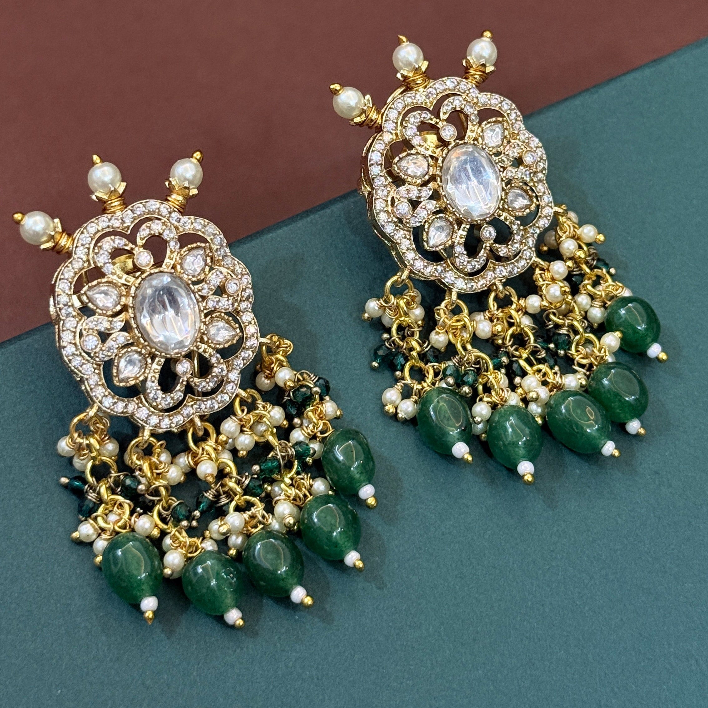 Royal Green Kundan Polki Bridal Choker Necklace Set