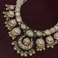 Green Enamel & Pearls |Royal Polki Wedding Necklace