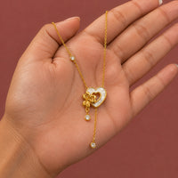 Golden Heart Floral Pendant - Lightweight Office Wear Jewellery