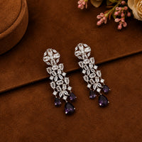 Luxury Purple CZ Diamond Necklace Set