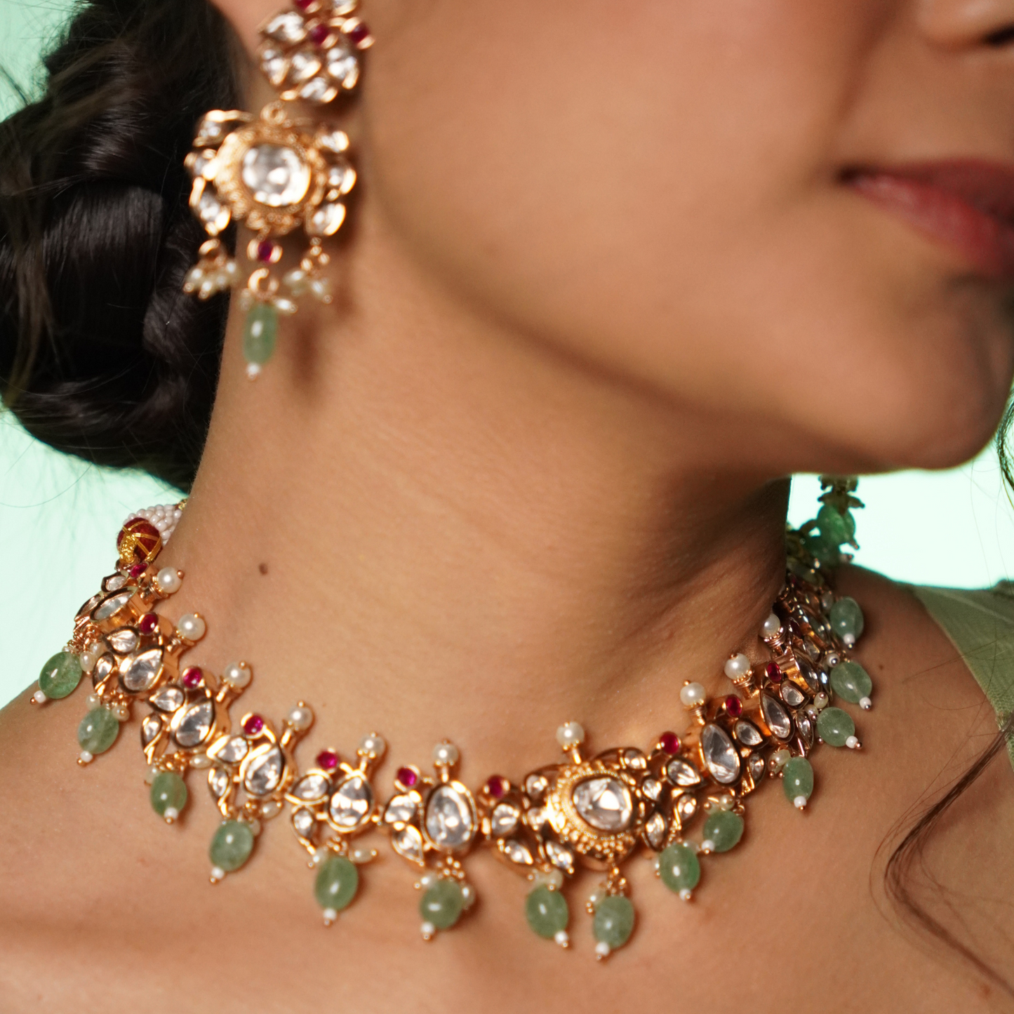 Golden Charmer Kundan Necklace Set