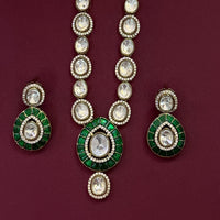 Traditional Kundan Necklace Set with Green Stones for Women