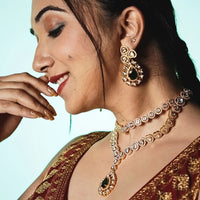 Green Emerald Moissanite Necklace Set-Mivanaa