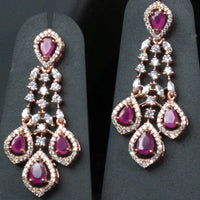 Gracy Ruby Rose gold CZ Designer Necklace Set-Mivanaa