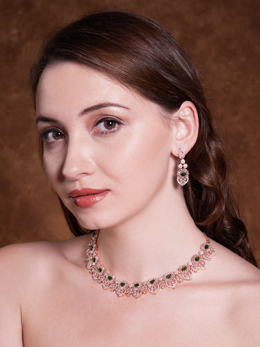 Excellent quality Green Rose Gold with American diamonds Stone - Mivanaa