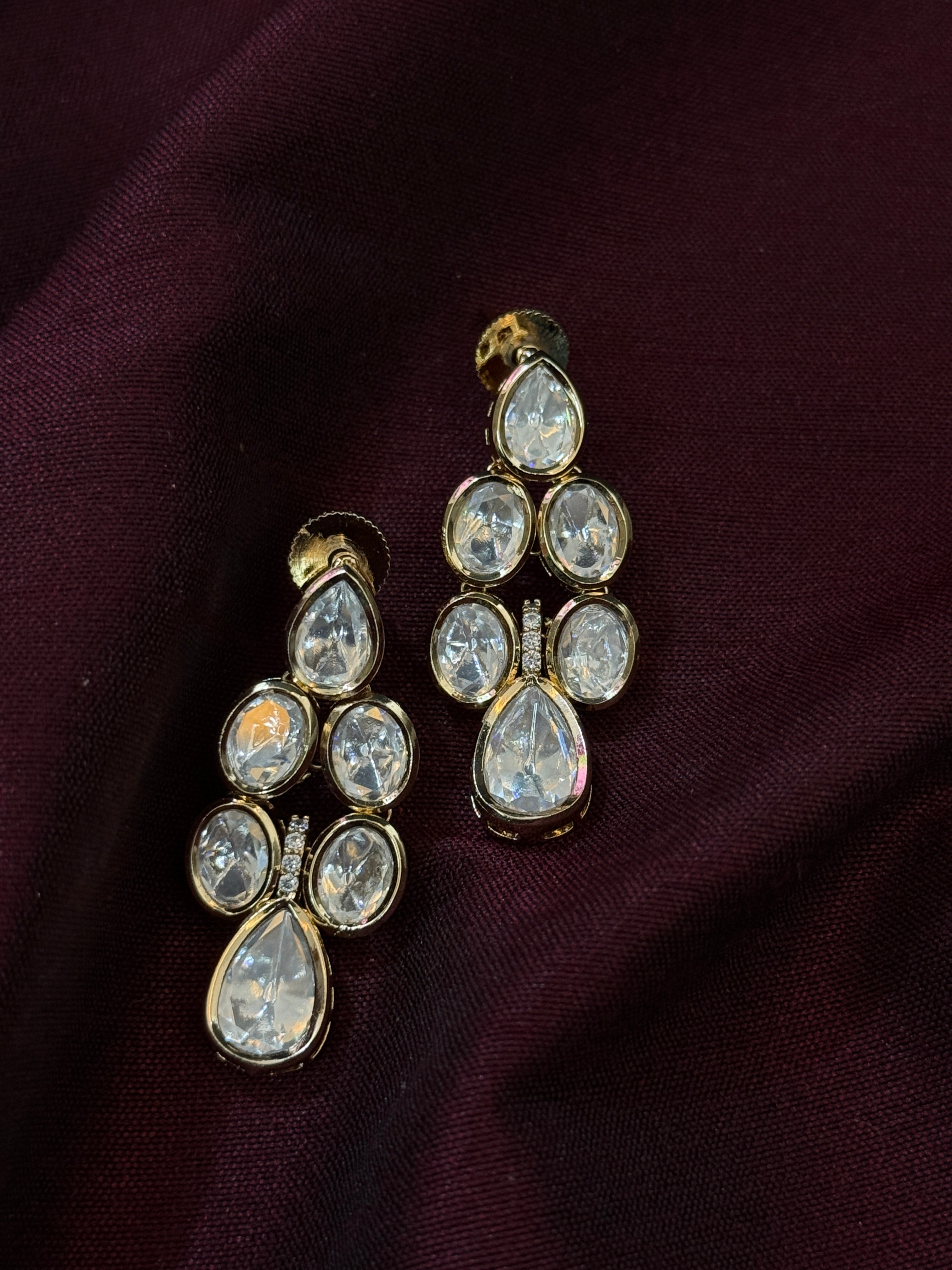 Regal Aura Moissanite Polki Gold Finish Necklace Set